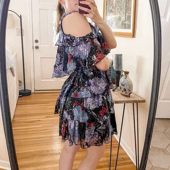 Alice + Olivia Nichola Cold Shoulder Ruffle Mini Dress - Picture 3 of 8